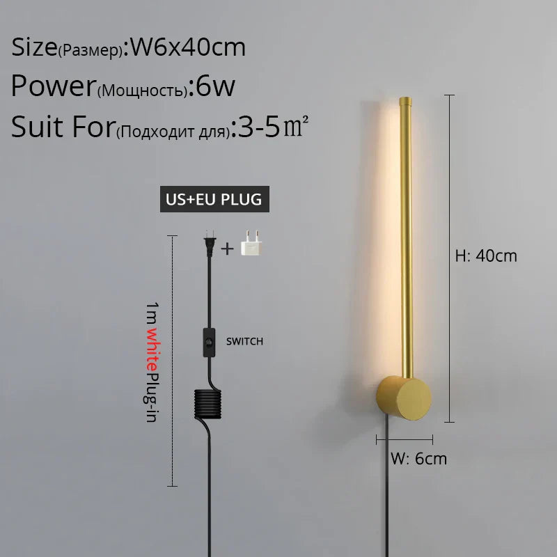 ديكوربايتس™ مصباح حائط LED أسود لغرفة المعيشة وغرفة النوم