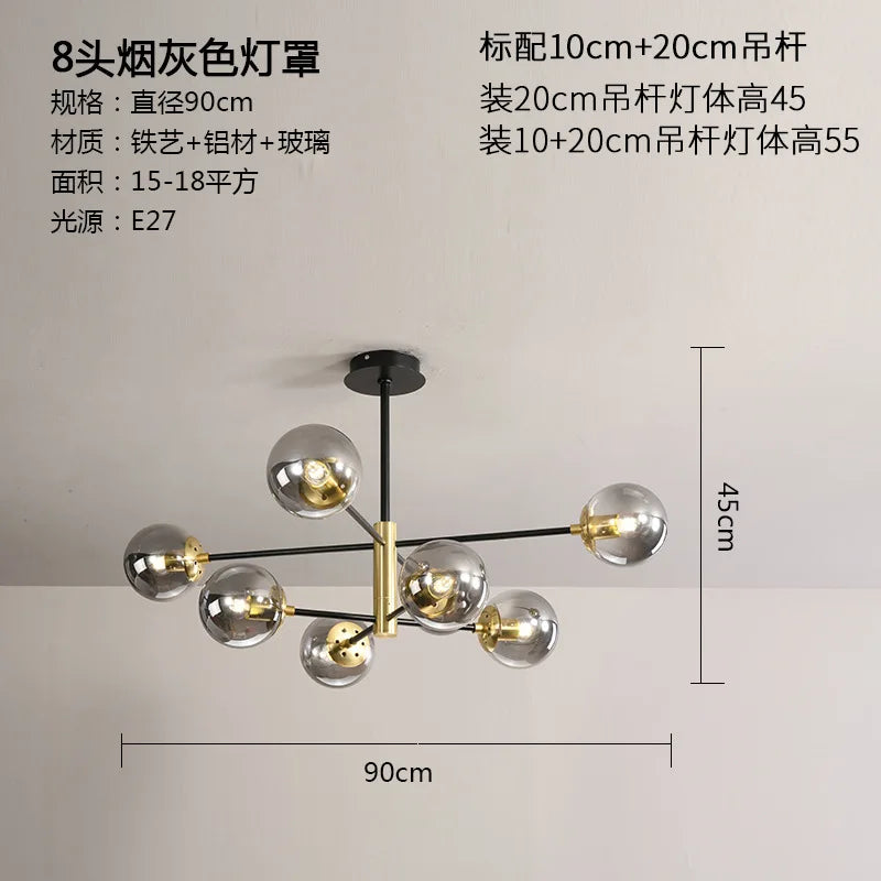 Lámpara de araña LED con bola de cristal DecorBites™ - Luminarias modernas para interiores, ideales para sala de estar y dormitorio.