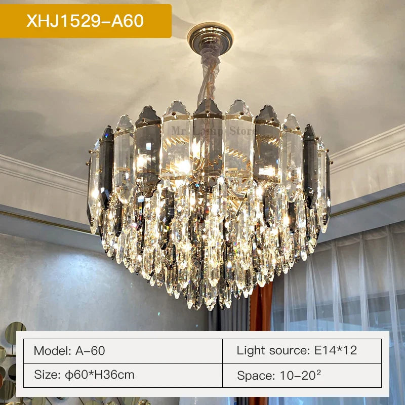 DecorBites™ Crystal Chandelier: Post Modern Luxury Living Room Light