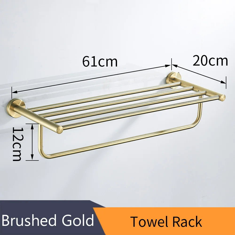 DecorBites™ Golden Swan Bath Hardware Set: Towel Rack, Toilet Paper Holder, Tissue Roll Holder