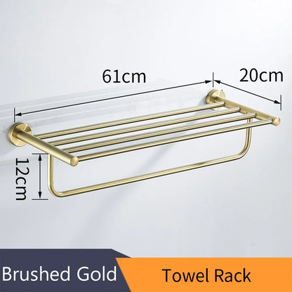 DecorBites™ Golden Swan Bath Hardware Set: Towel Rack, Toilet Paper Holder, Tissue Roll Holder