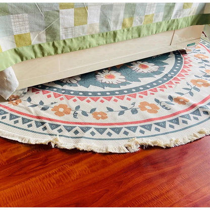 DecorBites™ Bohemian Ethnic Round Area Rug for Bedroom and Balcony Floor – Christmas New Year Gift