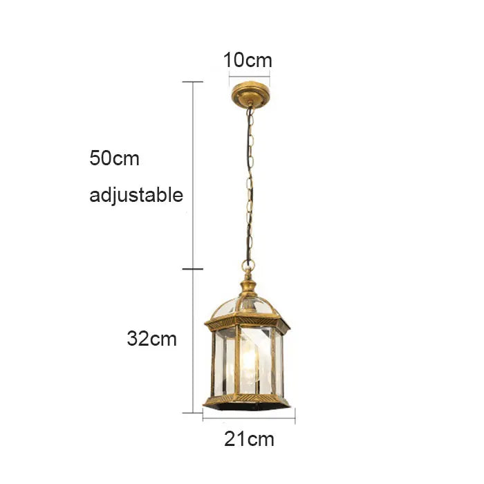 ديكوربايتس™ فانوس معلق خارجي أسود ريفي مع تركيب زجاجي شفاف مثبت في السقف