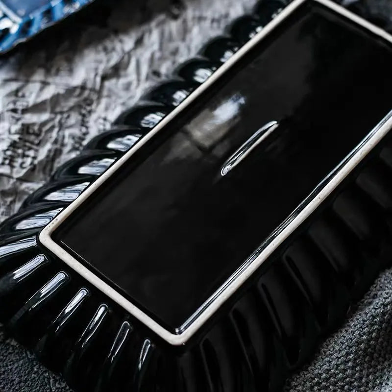 DecorBites™ Klin Glazed Ceramic Rectangle Dinner Plate - Sushi Fish Display Tray