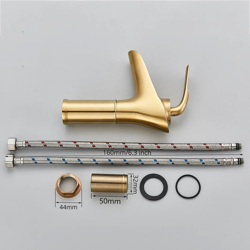 DecorBites™ Gold Waterfall Wine Glass Basin Faucet - Single Lever Bathroom Mixer