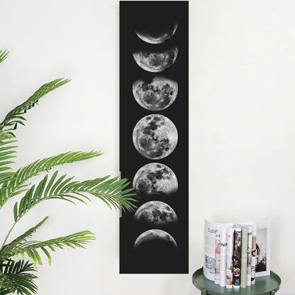 Black Galaxy Night Sky Moon Phase Tapestry by Decobites - Psychedelic Wall Hanging & Throw Blanket