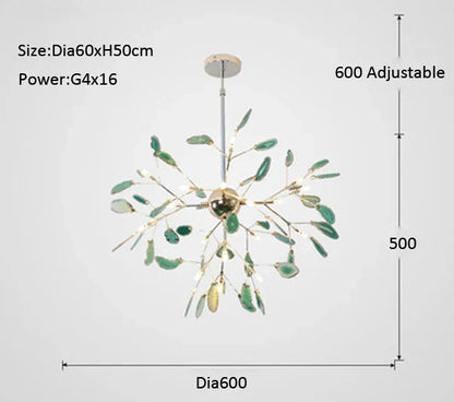 DecorBites™ Agate Branch Chandelier - Nordic Glass LED Globe for Bedroom, Kitchen, Dining Room