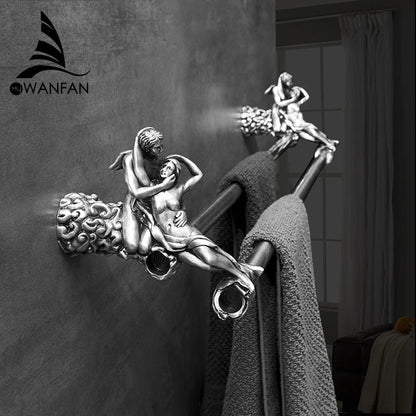 DecorBites™ Double Towel Bars: Gold/Silver Bathroom Towel Rack Holder, Wall Mounted Brass