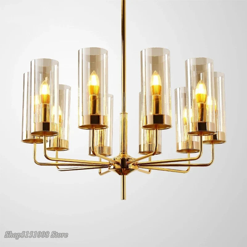 DecorBites™ Glass Chandelier: Luxury Nordic LED Hanging Lamp for Living Room, Dining Room, Bedroom