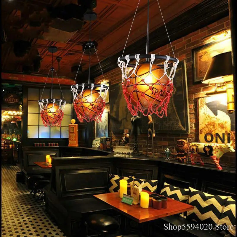 DecorBites™ Basketball Pendant Lights Hanging Lamp Home Deco Bar Cafe Shop Living Room Bedroom Kitchen