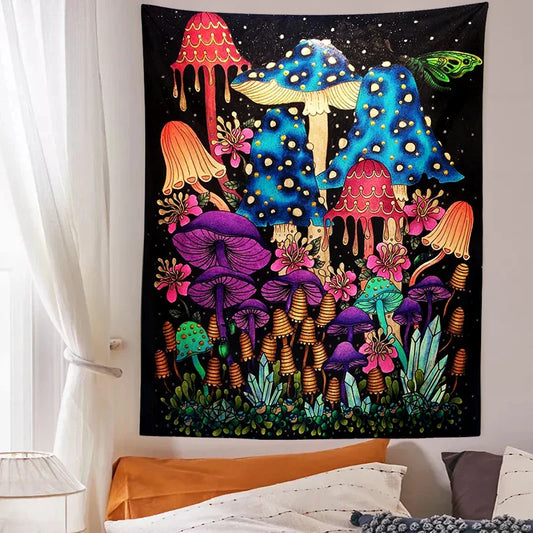 Decobites Psychedelic Mushroom Botanical Boho Wall Hanging Tapestries