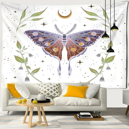 Decobites Moon Phase Mandala Flower Tapestry: Bohemian Room Decor Art