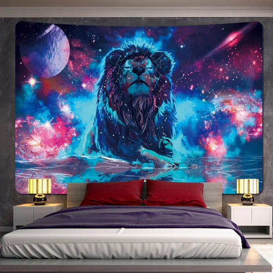 DecorBites™ Lion Psychedelic Art Tapestry for Home Decoration Hippie Bohemian Living Room Wall Art