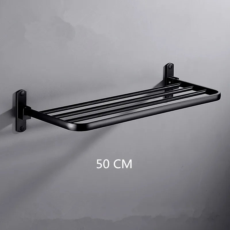 DecorBites™ Aluminum Towel Rack: Movable Bath Holder, Black/White, 40/50/60 CM