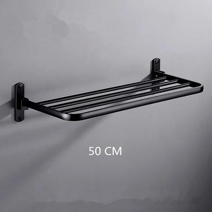 DecorBites™ Aluminum Towel Rack: Movable Bath Holder, Black/White, 40/50/60 CM