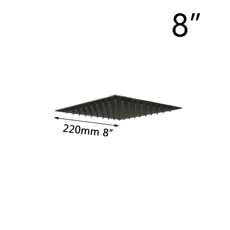 رأس دش مطري أسود رفيع للغاية من DecorBites™ مقاس 8-20 بوصة للحمام مع صنبور مطري مربع