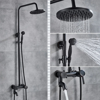 DecorBites™ Black Bronze Bathroom Shower Set with 8" Rainfall Head - Wall Mounted