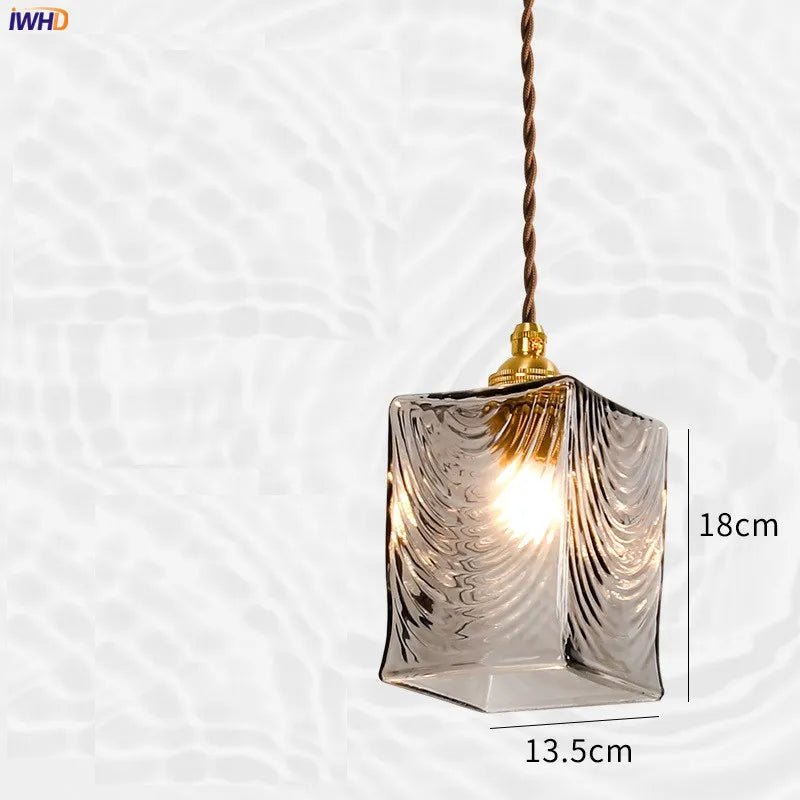 Luces colgantes de vidrio japonés Decorbites™: Decoración de cobre industrial vintage para dormitorio y sala de estar