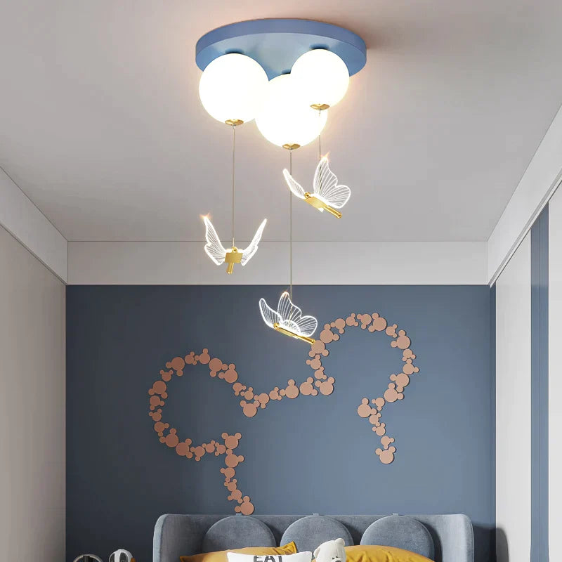 DecorBites™ Butterfly Ball Ceiling Lamp: Warm & Romantic Pendant Light for Children's Room