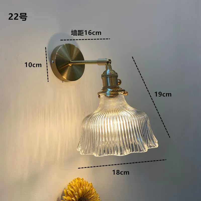 DecorBites™ Clear Glass LED Wall Sconce | Modern Copper Bathroom Mirror Stair Light