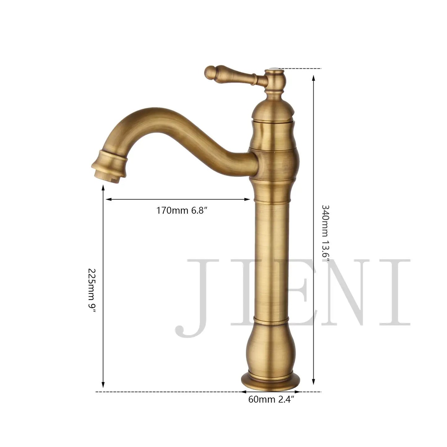 Lavabo DecorBites™ de cerámica negra con diseño de cascada pintado a mano y grifo de latón