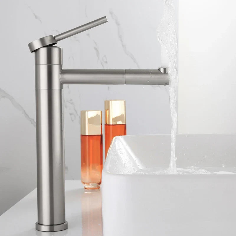 صنبور حوض دوار 360 من DecorBites™ مثبت على سطح السفينة بمقبض واحد