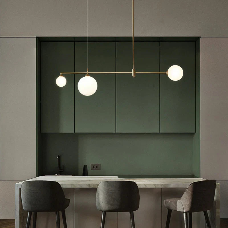 Gold Copper Glass Ball Chandelier 6-Head
