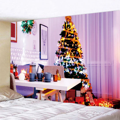 DecorBites™ Christmas Fireplace & Tree Tapestry Wall Hanging