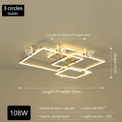 DecorBites™ Butterfly Ceiling Lamp: Modern Rectangular Living Room Light for Master Bedroom