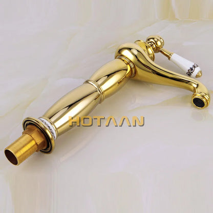 DecorBites™ Gold Finish Basin Faucet with Single Handle and Ceramic Taps