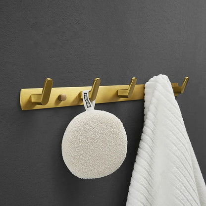 DecorBites™ Brushed Gold Aluminum Robe Hooks Set for Bathroom and Kitchen
