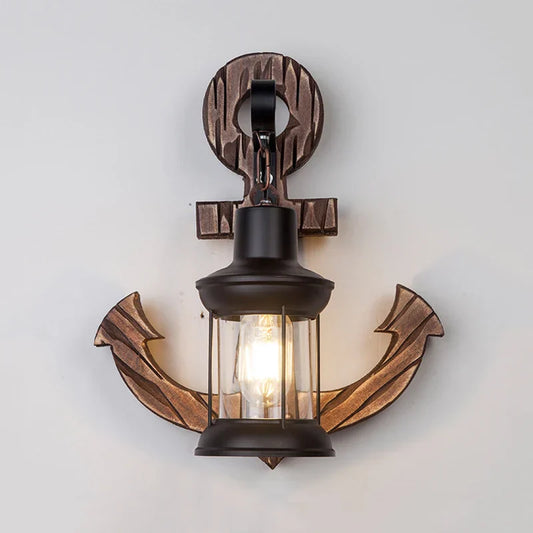 DecorBites™ Industrial Vintage Wood Light Wall Lamp Glass Decoration