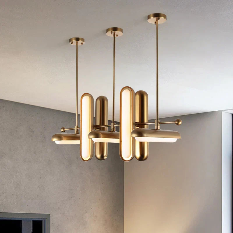 Chandelier de oro, hierro y cristal Decorbites™ para comedor - Iluminación Art Deco