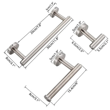 Juego de accesorios de baño DecorBites™: Barra para toallas, gancho para bata, estante, repisa, portarrollos de papel higiénico, gancho