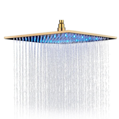DecorBites™ Brushed Nickel LED 16" Rainfall Shower Head with Color Changing Lights