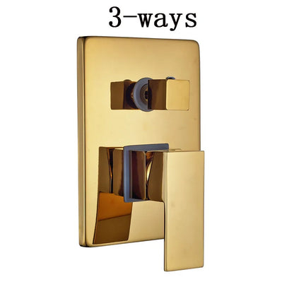 Grifo mezclador de ducha DecorBites™ dorado de 3 vías para montaje en pared con teleducha de plástico