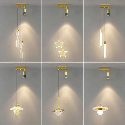 ديكوربايتس™ مصباح معلق باللون الأسود الذهبي: إضاءة عصرية فاخرة لغرف النوم والمعيشة