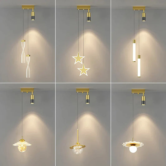 ديكوربايتس™ مصباح معلق باللون الأسود الذهبي: إضاءة عصرية فاخرة لغرف النوم والمعيشة