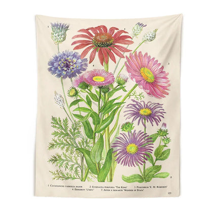 Decobites Botanical Wildflower Vintage Tapestry Nature Boho Wall Hanging Psychedelic Home Decor