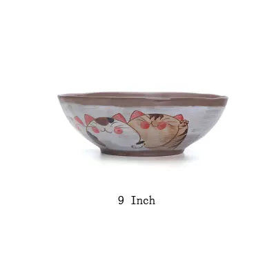 DecorBites™ Japanese Style Handmade Fortune Cat Ceramic Bowl - Eco-Friendly Porcelain Bowl