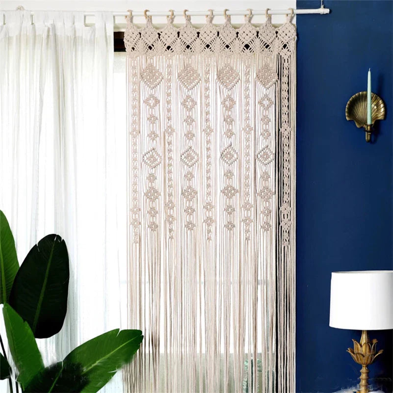 Macrame Cotton Door Curtain | Boho Wall Hanging Tapestry by Decobites