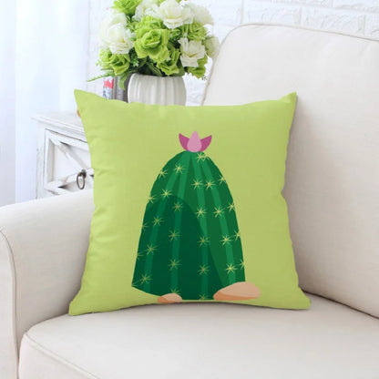 DecorBites™ Cactus Hand Painting Decorative Pillowcase for Sofa, Chair Cushion Home Decor