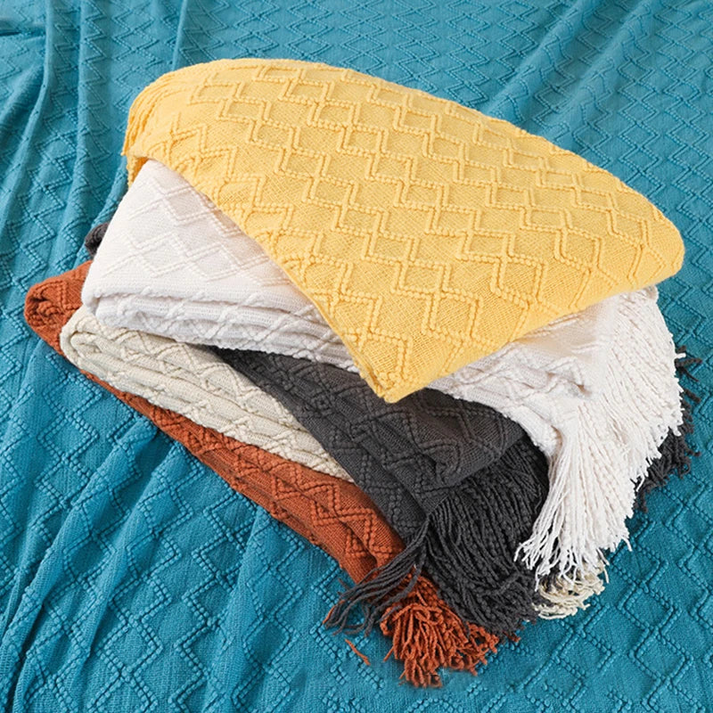 DecorBites™ Grey Nordic Waffle Knit Blanket