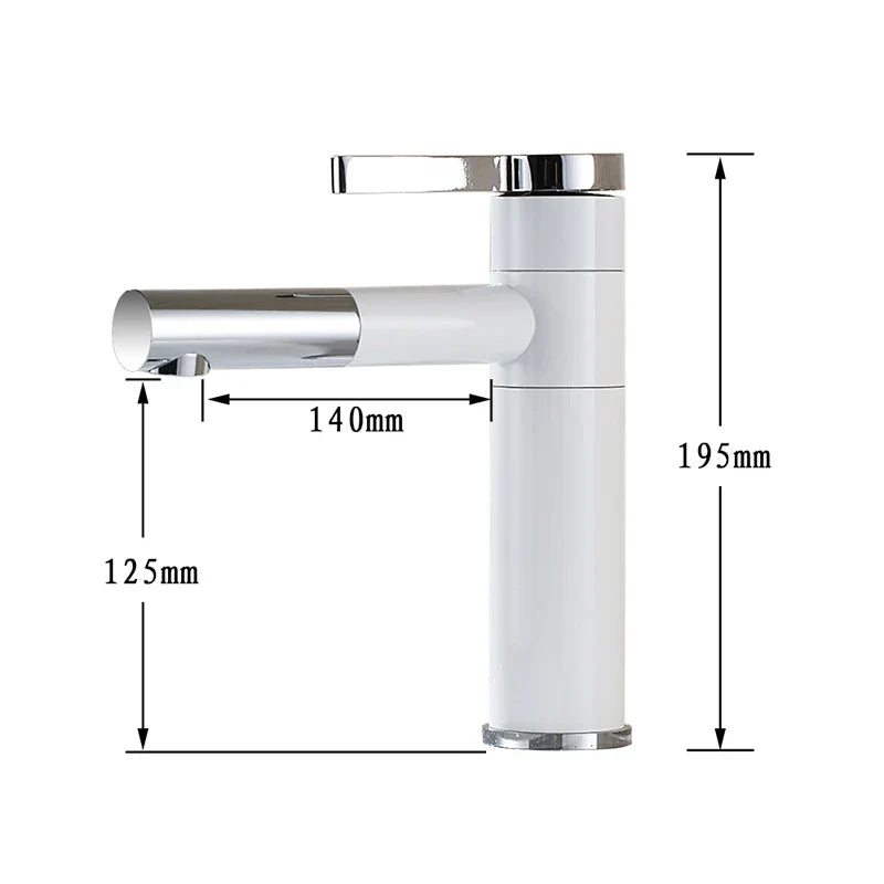 DecorBites™ Brass Bathroom Faucet Vessel Sink Mixer - Swivel Spout Deck Mounted Vanity Tap - White/Black Color