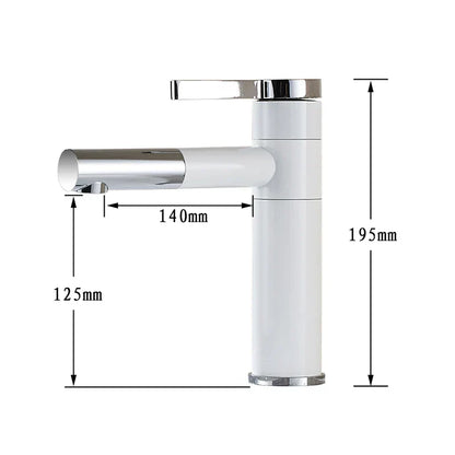 DecorBites™ Brass Bathroom Faucet Vessel Sink Mixer - Swivel Spout Deck Mounted Vanity Tap - White/Black Color