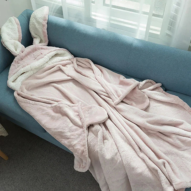 Coral Velvet Hooded Blanket