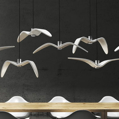 Contemporary White Seagull Resin Pendant Light