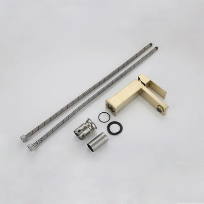 DecorBites™ Gold Stainless Steel Basin Faucet Deck Mounted Hot Cold Water Mixer