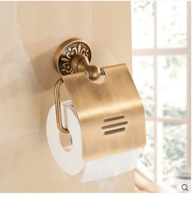 DecorBites™ Antique Bathroom Shelf Towel Rack Set with Bath Hardware & Toilet Brush Holder