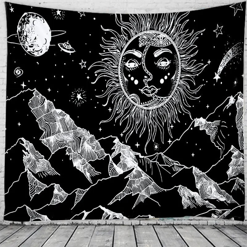 Decobites Mandala Sun Moon Tapestry Wall Hanging Hippie Decor Rug 95x73cm